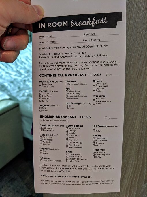 Hyatt Place London Heathrow Airport - In-room breakfast options