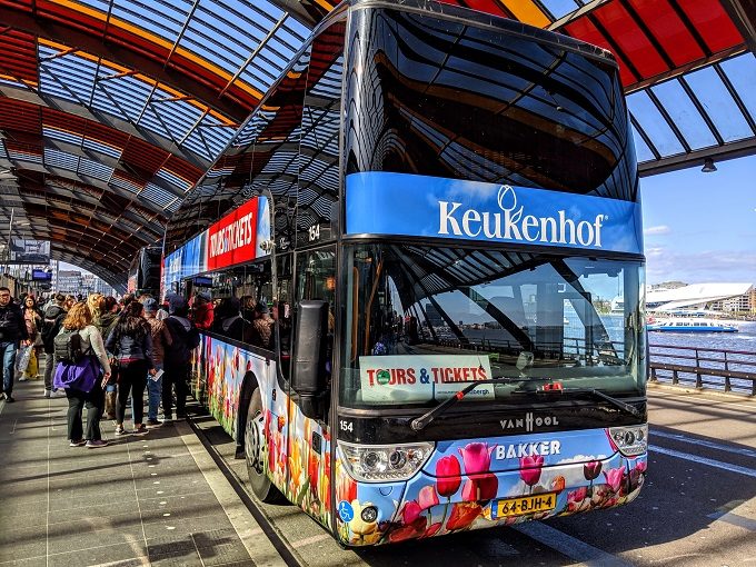 The bus for our trip to Keukenhof Tulip Gardens in Amsterdam, Netherlands
