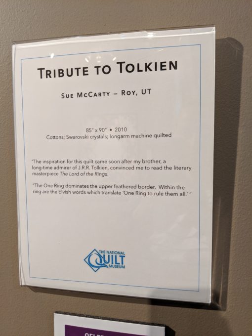 Tribute to Tolkien by Sue McCarty at the National Quilt Museum