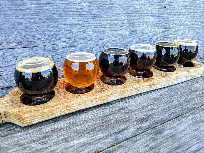 Beer flight at Dry Ground Brewing Company in Paducah, Kentucky