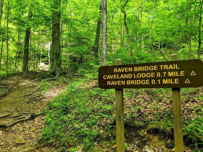 Sign for Raven Bridge at Carter Caves State Resort Park