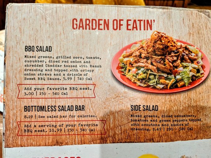 Sonny's BBQ menu Corbin, KY - Salads