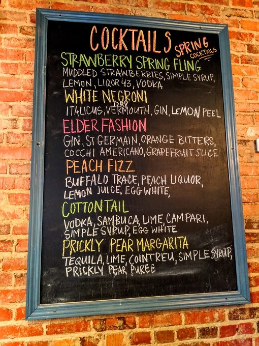 The Wrigley Taproom & Eatery, Corbin KY - Cocktail menu