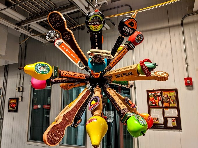 Fun cider decoration at Woodchuck Cider House in Middlebury VT