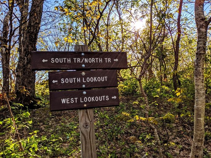 Sign for the South Lookout on Mt Pisgah