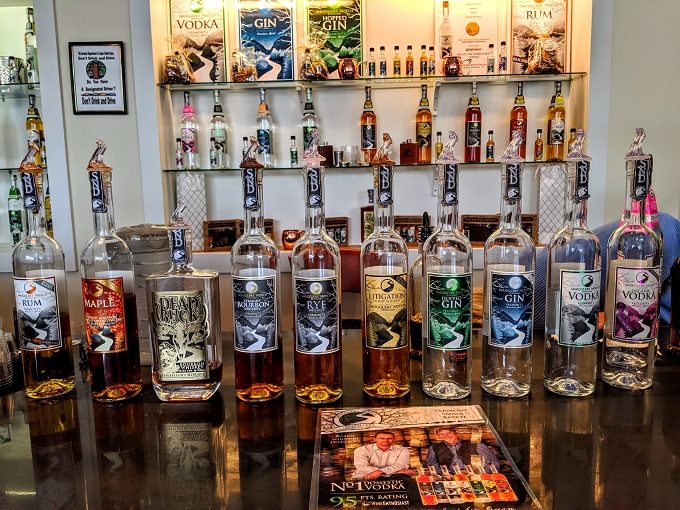 Spirits available for tasting at Smugglers' Notch Distillery in Waterbury, Vermont