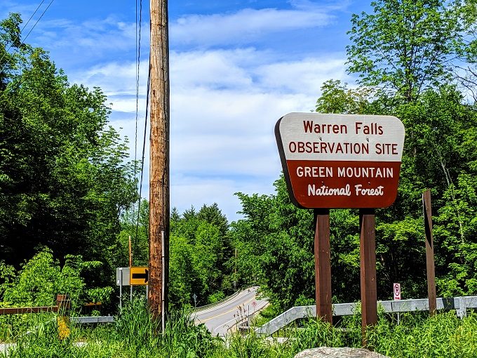 Warren Falls entrance to parking area