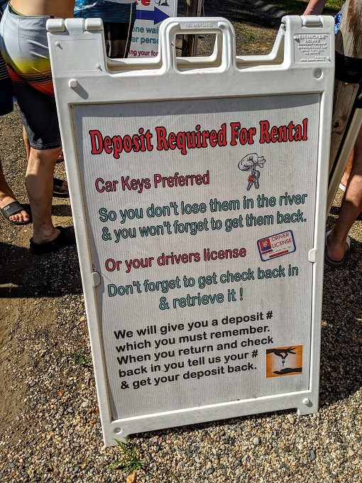 Farmington River Tubing - Deposit requirements