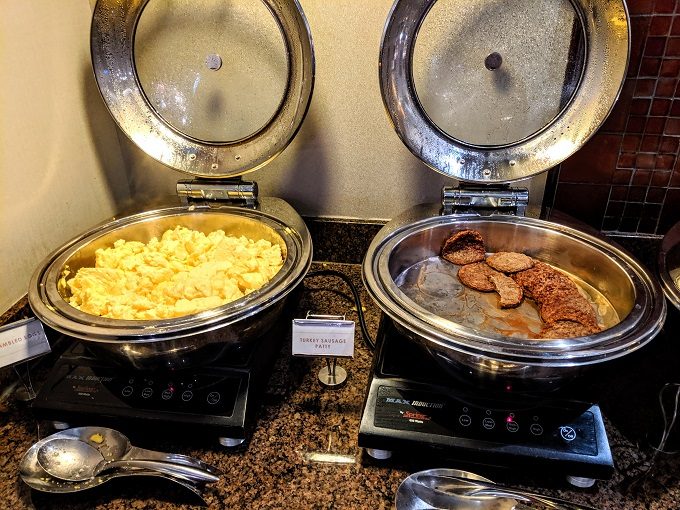 Hyatt House Shelton, Connecticut breakfast - Scrambled eggs & sausage patties