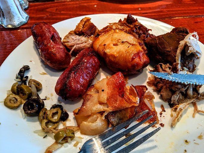 Meat off the skewer at iD Brazil Churrascaria & Restaurant