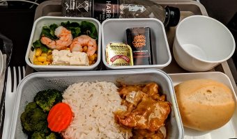 Cathay Pacific CX869 Washington Dulles to Hong Kong - Hong Kong style curry chicken, broccoli & steamed jasmine rice