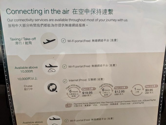 Cathay Pacific CX869 Washington Dulles to Hong Kong - Wi-Fi options 1