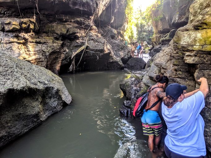 Clambering through Hidden Canyon in Bali