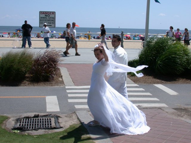 Leaving the restaurant after the wedding