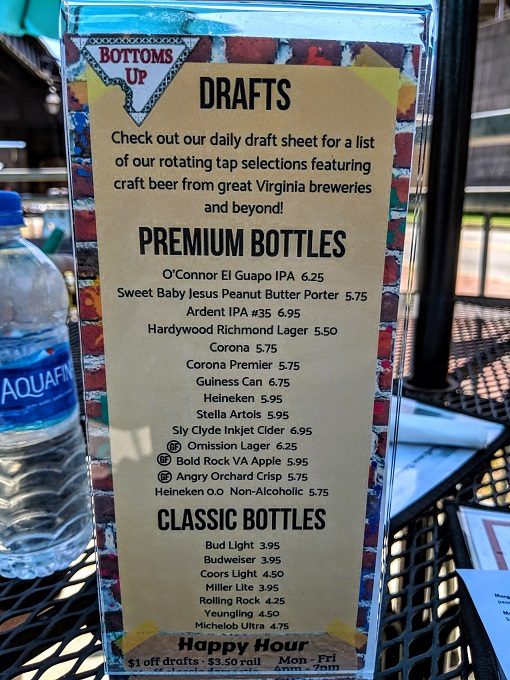 Bottoms Up Pizza Richmond VA - Beer menu