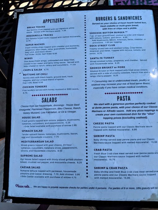 Bottoms Up Pizza Richmond VA menu 1