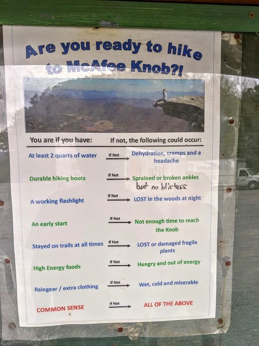 McAfee Knob hiking tips