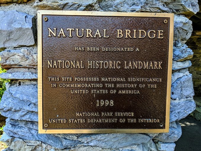 Natural Bridge National Historic Landmark sign