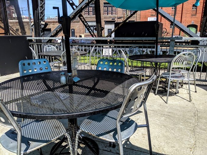 Outdoor seating at Bottoms Up Pizza in Richmond, VA