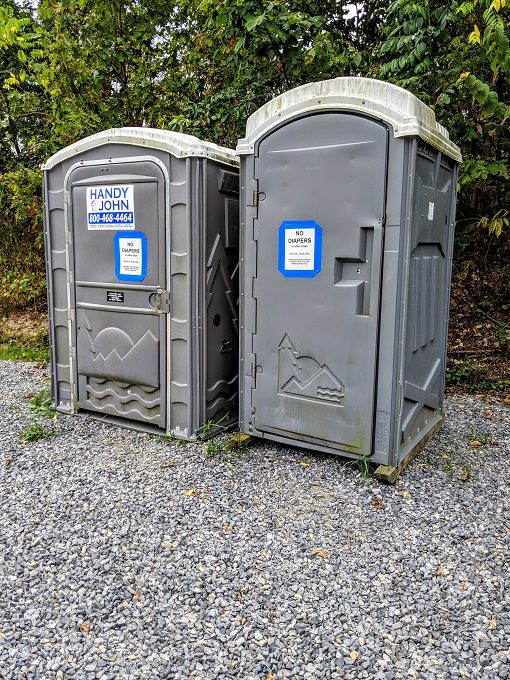 Portable toilets in McAfee Knob parking lot