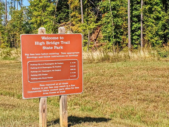 High Bridge Trail State Park, Virginia - Parking fee board