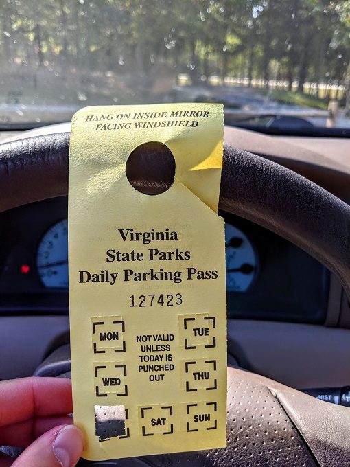 High Bridge Trail State Park, Virginia - Ticket for parking