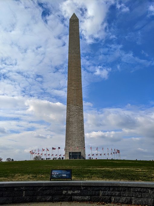 50 flags circling the Washington Monument