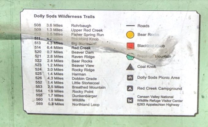 Dolly Sods trail distances