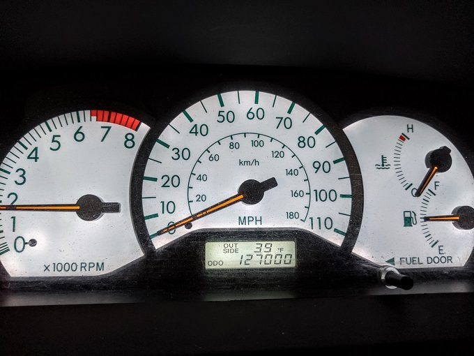 October 2019 odometer reading