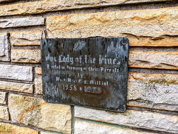 Our Lady Of The Pines plaque