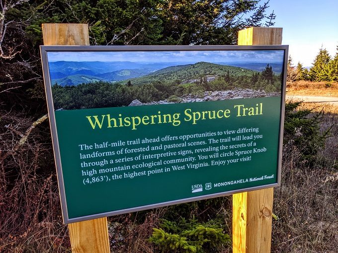 Start of Whispering Spruce Trail