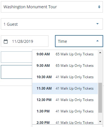 Washington Monument ticket booking - walk-up tickets