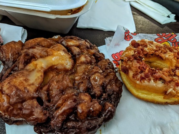 Apple fritter & maple bacon donut from Gibson's Donuts