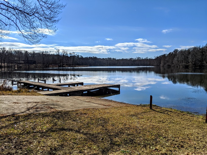 Boat launch on to Spring Lake at Wall Doxey State Park in Mississippi