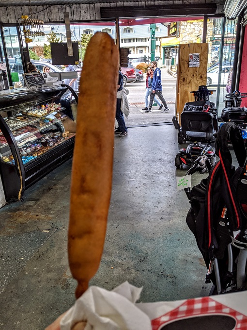 Foot-long corndog from Maypops