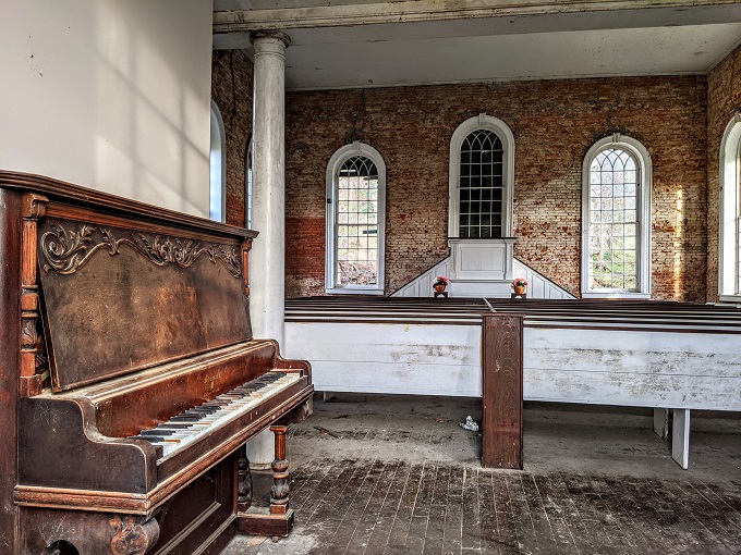 Inside Old Rodney Presbyterian Church in Rodney, Mississippi