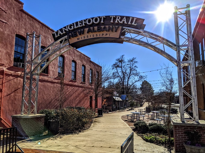 Start of the Tanglefoot Trail in New Albany, Mississippi