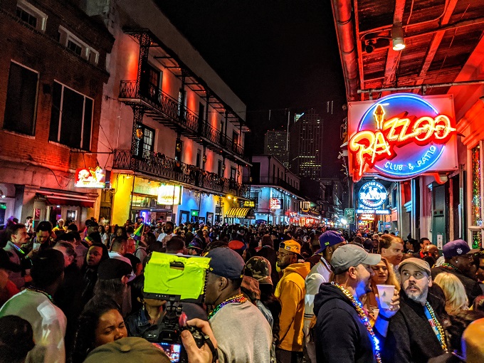 Bourbon St on Fat Tuesday during Mardi Gras 2020