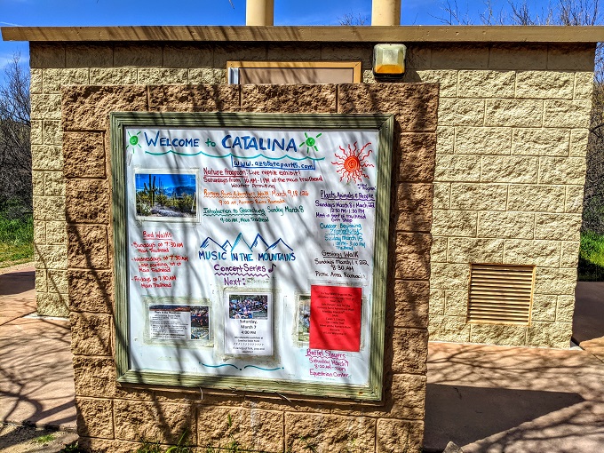 Catalina State Park activities board & restroom