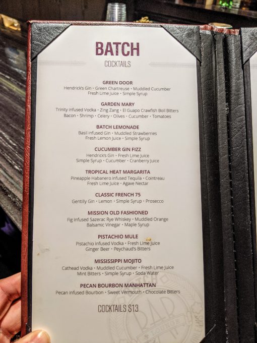 Hyatt Centric French Quarter New Orleans - Batch cocktails menu 1