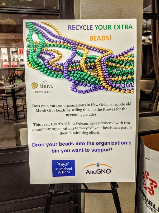 Hyatt Centric French Quarter New Orleans - Bead recycling