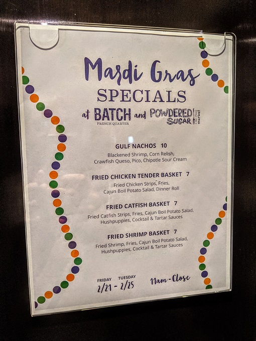 Hyatt Centric French Quarter New Orleans - Mardi Gras food specials menu