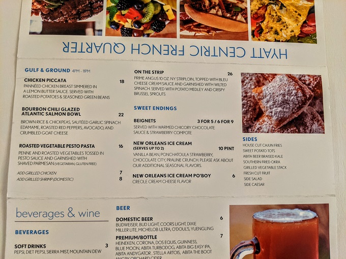 Hyatt Centric French Quarter New Orleans - Room service menu 3