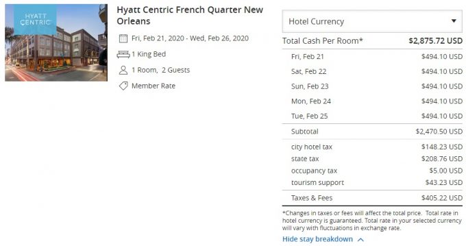 Hyatt Centric New Orleans - 1 king bed rate