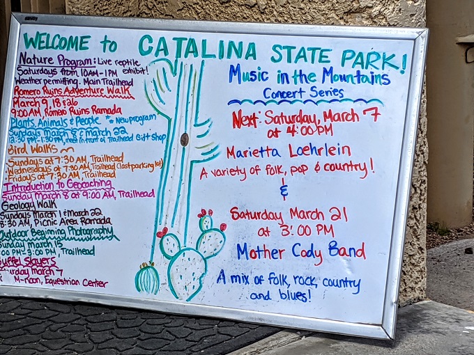 List of activities at Catalina State Park