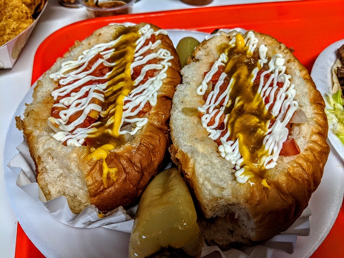 Sonoran hot dogs at El Guero Canelo in Tucson, AZ