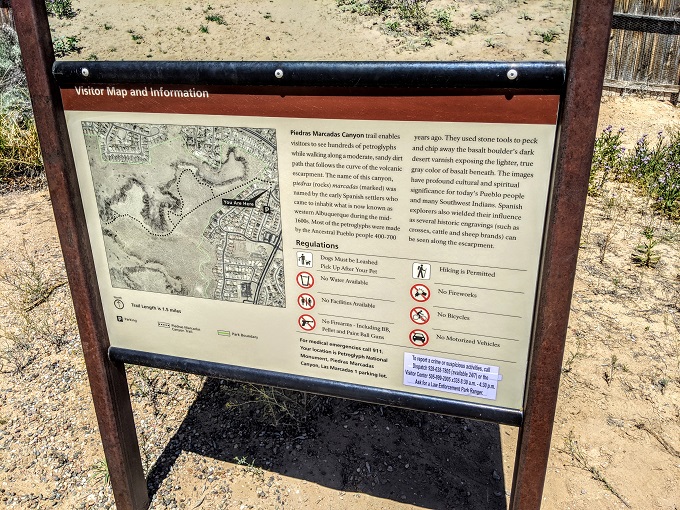 Petroglyph National Monument - Piedras Marcadas Canyon trail map