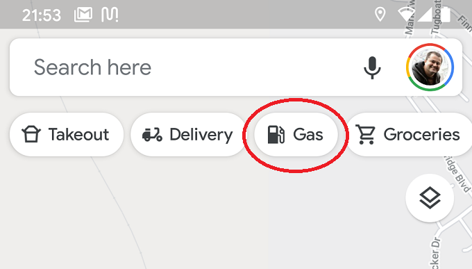 Searching Google Maps for nearby gas stations