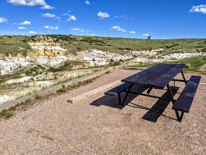 Picnic table at Paint Mines Overlook