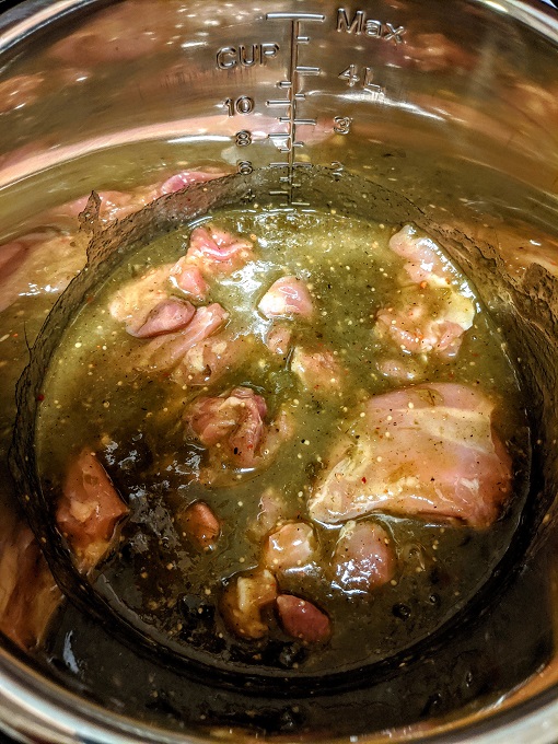 Chicken thighs & salsa verde in the Instant Pot